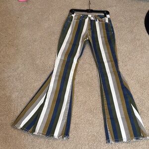 Altar'd State Multicolor Striped Flare Jeans